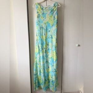 dressbarn Vintage Easter Dress 🐣 Aqua and Lime Floral Maxi Dress
